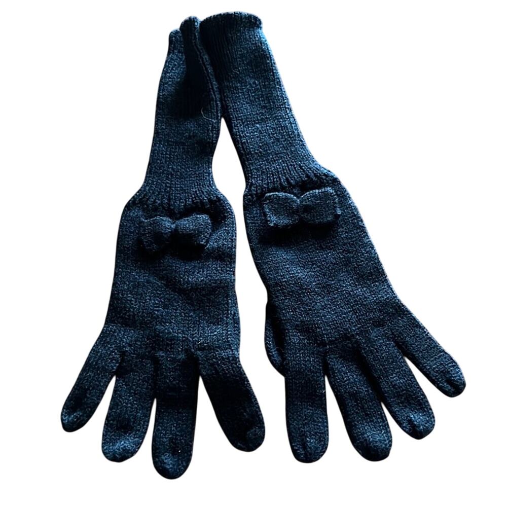 Fair Weather Accessories Ladies Black Acrylic Knit Gloves with Bow NWT